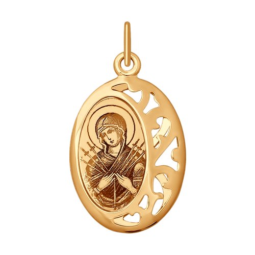 Золотая иконка с ликом Божией Матери Семистрельной
